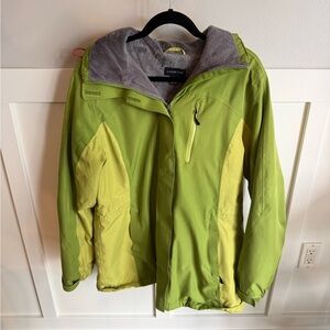 Lands' End Gray and Green Fleece Jacket Kids Large 14-16